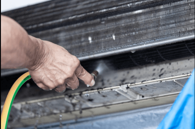 AC pressure washing after cleaning