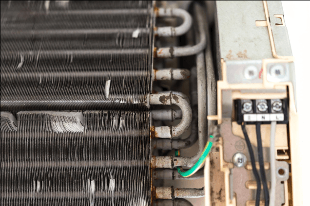 Dirty AC coils before cleaning